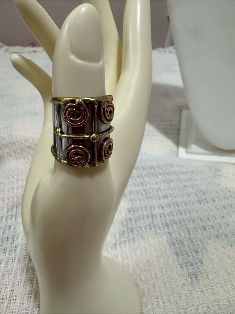 Anju Jewelry Two-Tone Spiral Statement Ring Gold Copper Silver Adjustable